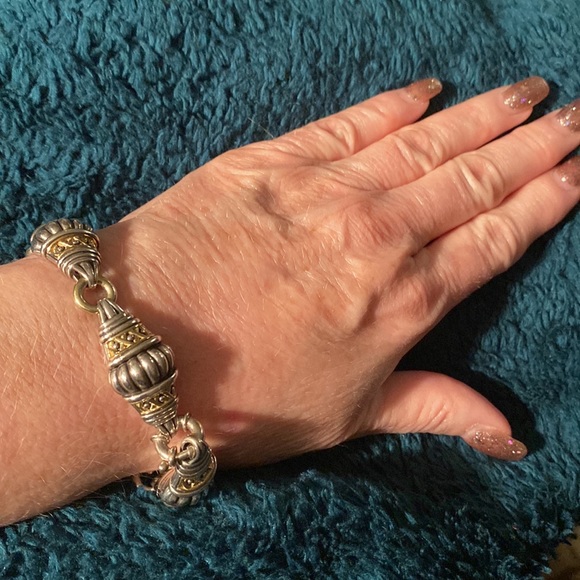 RARE Lagos sterling silver/18 kt gold fluted lattice link bracelet - Picture 4 of 10